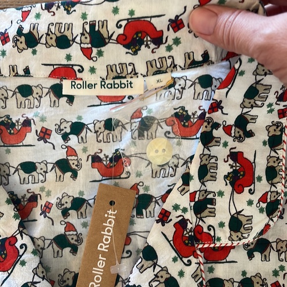 Roller Rabbit Holly Jolly Hathi Christmas Pajama Sleep shirt NWT XL - Picture 2 of 4